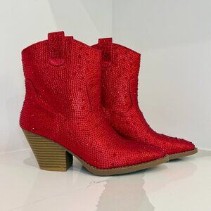 ✨ Red Rhinestone Western Boots ✨